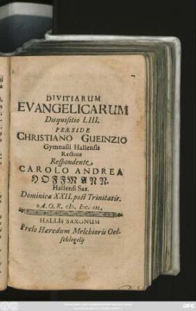 Divitiarum Evangelicarum Disquisitio LIII.