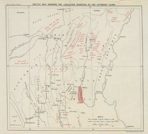 Sketch map showing the localities inhabited by the different clans