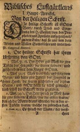 Biblisches Lust-Gärtlein : Erzeugend Die Haupt-Artickul Göttlicher Lehre