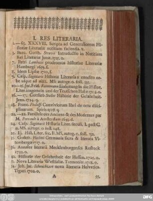 I. Res Literaria.