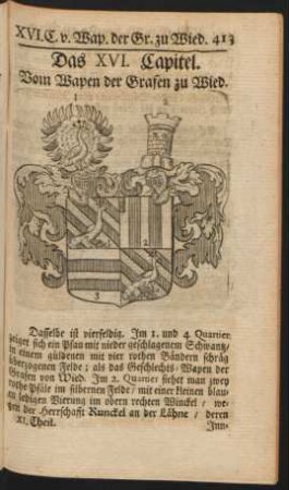 Das XVI. Capitel. Vom Wapen der Grafen zu Wied