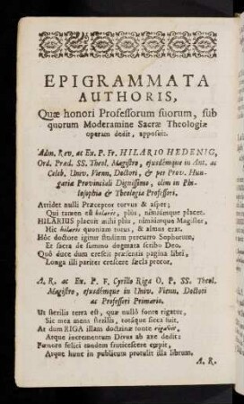 7v-8v, Epigrammata Authoris. Summa Privilegii.