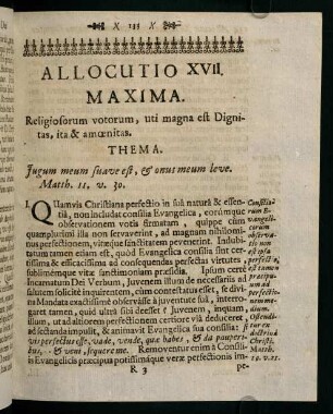 133-142, Allocutio XVII. Maxima. Religiosorum votorum, uti magna est Dignitas, ita & amoenitas