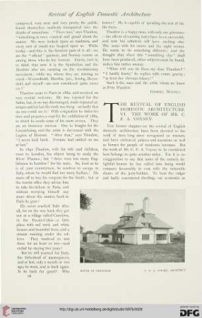11: The revival of English domestic architecture, [6] : the work of Mr. C. F. A. Voysey