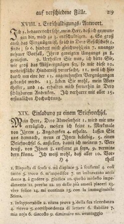 XIX. Einladung zu einem Briefwechsel
