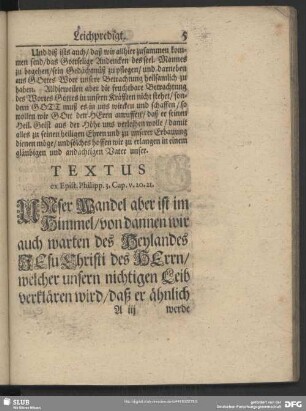 Leichenpredigt : Textus