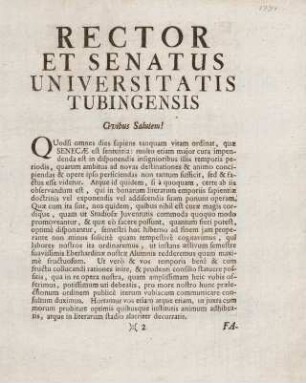 3, Rector et Senatus Universitatis Tubingensis Civibus Salutem!