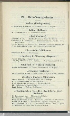 IV. Orts-Verzeichniss
