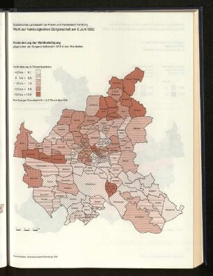 Veränderung der Wahlbeteiligung gegenüber der Bürgerschaftswahl 1978 in den Stadtteilen