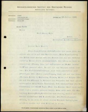 M. Schede an G. Karo