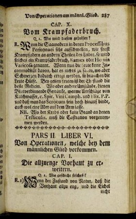 Liber VI. Von Operationen, welche bey dem männlichen Glied vorkommen.