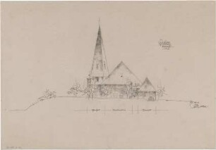 Gsaenger, Gustav; Wolfsburg; Ev. Kreuz Kirche, Gemeindehaus II - Westseite (Ansicht)