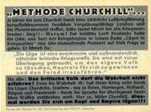 NS-Propagandazettel "Parole der Woche", Nr. 43, mit Angriffen auf Churchill