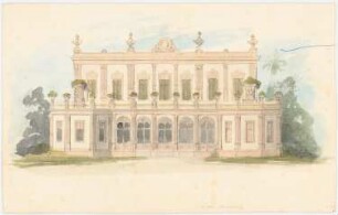 Villa an der Schubraallee, Kairo Umbau: Vorentwurf Variante, Aufriss Eingangsseite