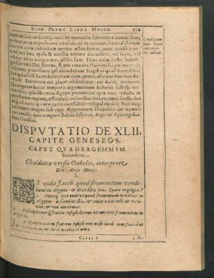 Disputatio De XLII. Capite Geneseos.