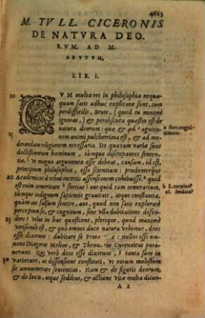 Philosophici libri M. T. Ciceronis philosophicorum librorum pars ..., 2. ... Continens, De Natura Deorum Libros III.