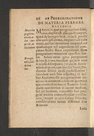De Materia Peregrinationis.
