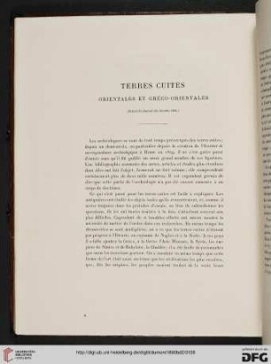 Terres cuites. Orientales et gréco-orientales