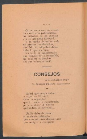 Consejos : A mi distinguido amigo: Sr. Eduardo Dipietri. (sinceramente)