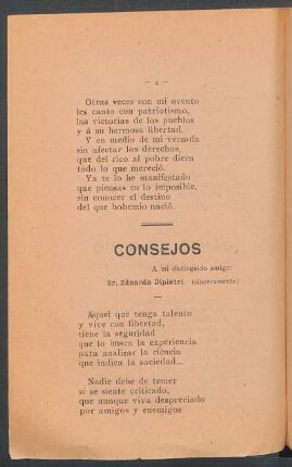 Consejos : A mi distinguido amigo: Sr. Eduardo Dipietri. (sinceramente)
