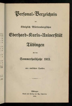 Verzeichnis der Studierenden der Universität Tübingen