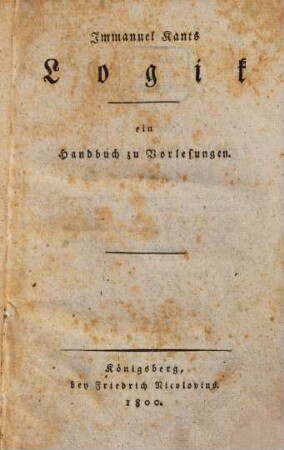 Immanuel Kants Logik : ein Handbuch zu Vorlesungen