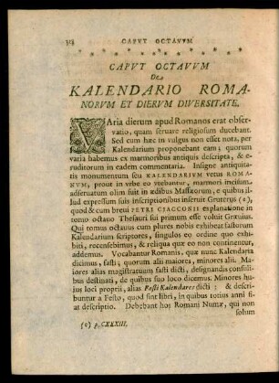 Caput Octavum De Kalendario Romanorum Et Dierum Diversitate
