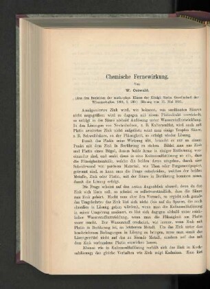 Chemische Fernewirkung.