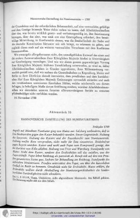 35. Hannoversche Darstellung des Nuntiaturstreits.- Frühjahr 1789