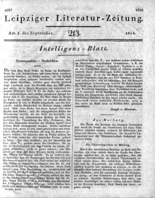 1815-09-02 : 213. Stück [Intelligenz-Blatt]