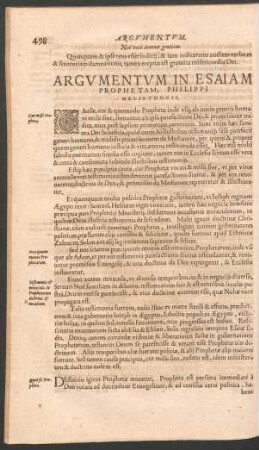 Argumentum In Esaiam Prophetam, Philippi Melanthonis.