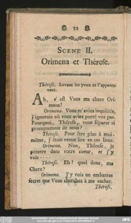 Scene II. Orimena et Thérese.