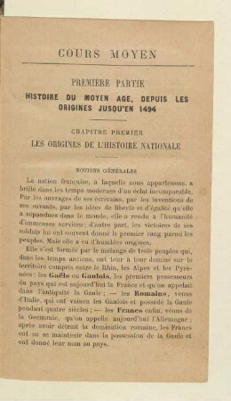 Les origines de l'histoire nationale