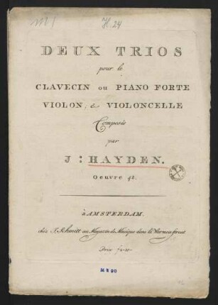 Deux trios pour le clavecin ou piano forte, violon, & violoncelle, op. 42