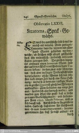 Observatio LXXVI. Steatoma, Speck-Gewächs