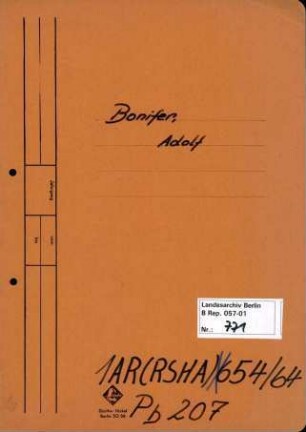 Personenheft Adolf Bonifer (*23.11.1908), SS-Sturmbannführer