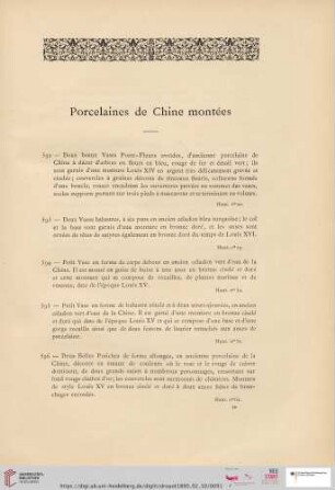 Porcelaines de Chine montées (Nr. 592 - 604)
