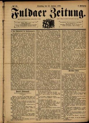 Ausgabe vom Samstag, den 25. Januar 1890.