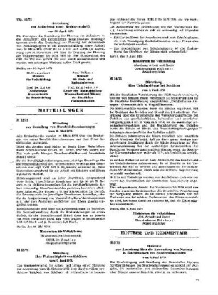 Anweisung zur Aufhebung einer Rechtsvorschrift : 18/75 vom 30. April 1975 ; [Verfügungen]