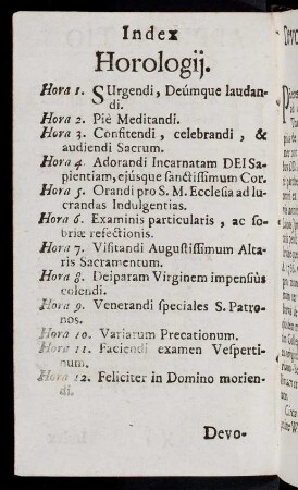 3v, Index Horologii