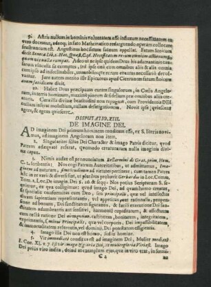 Disputatio XIII. De Imagine Dei.
