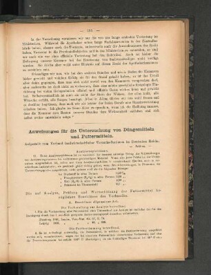 Anweisungen für die Untersuchung von Düngemitteln und Futtermitteln.
