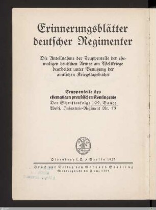 Helden-Ehrenbuch des 5. Westfälischen Infanterie-Regiments Nr. 53 : (1914-1918); nach den amtlichen Verlustlisten zusammengestellt als Ergänzung zu den Erinnerungsblättern des Regiments