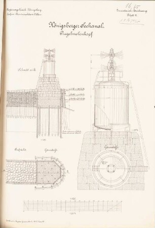 Königsberger Seekanal Pregelmolenkopf: Grundrisse, Schnitte 1:100, 1:33,3