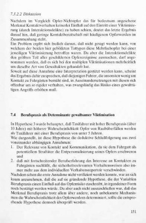 7.4 Berufspraxis als Determinante gewaltsamer Viktimisation