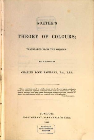 Goethe's theory of colours : translated from the German