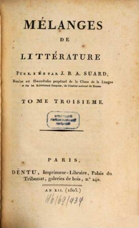 Mélanges de littérature, 3