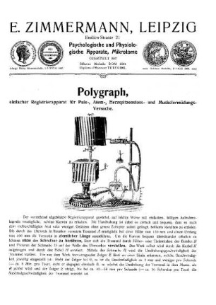 Polygraph: Einfacher Registrierapparat für Puls-, Atem-, Herzspitzenstoss- und Muskelermüdungs-Versuche