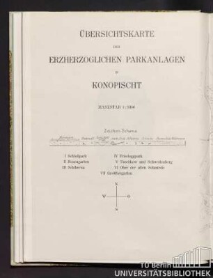 Übersichtskarte der Erzherzoglichen Parkanlagen in Konopischt