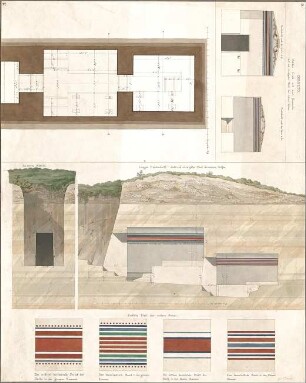 Ziebland, Georg Friedrich; Corneto (Tarquinia, Latium, Italien); Antikes Grab - Grundriss, Schnitte, Details